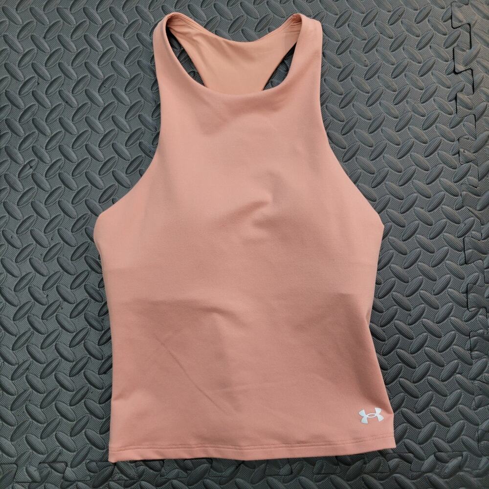 Under Armour High Neck Racerback Athletic Sports BraTank Top XS Coral Athleisure
